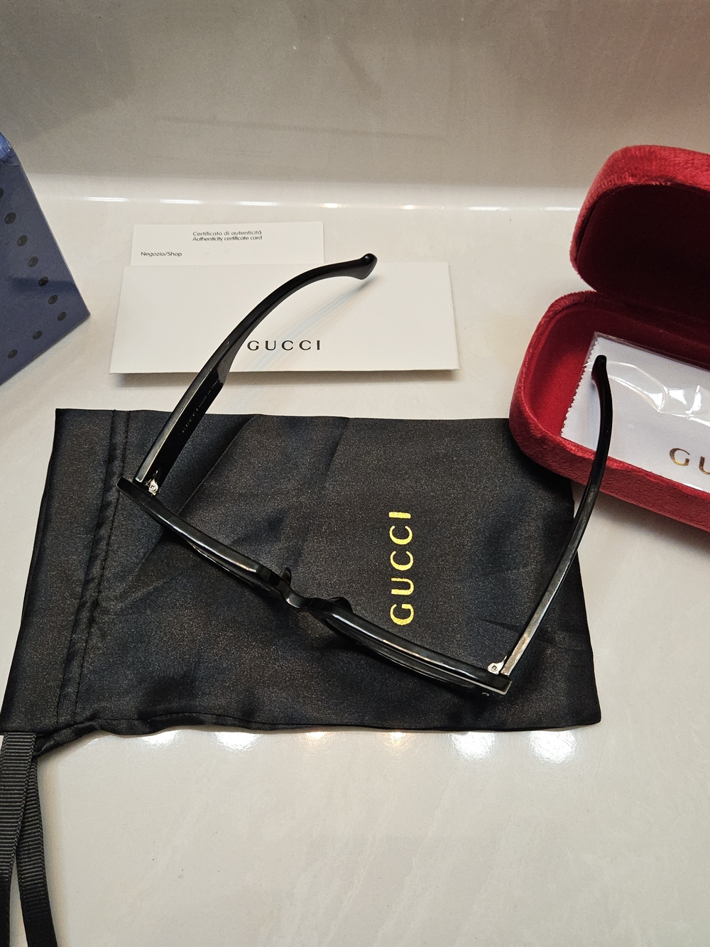 Gucci Black Square Optical Glasses with Red Velvet Case - Picture 10 of 13